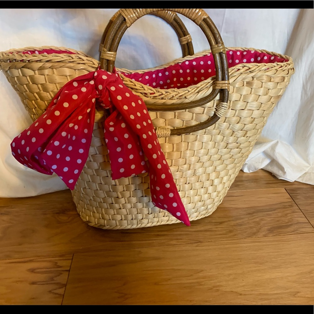 Straw Studios Straw And Wicker Drawstring Bag - image 1